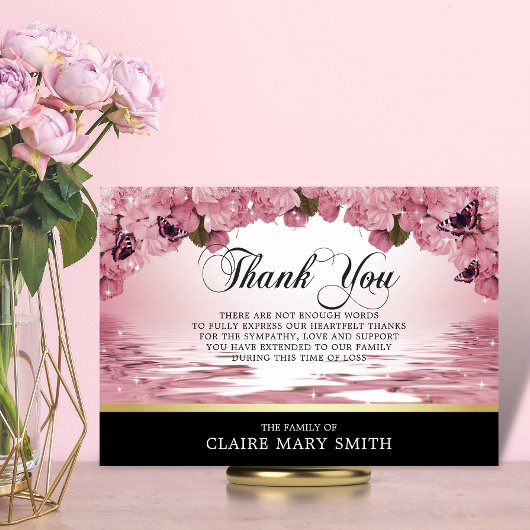悔やみや弔慰サンキューフューラルバタフライフローラ サンキューカード
