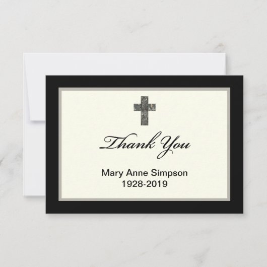 悔やみや弔慰サンキューフラットカードとクロス サンキューカード (正面)