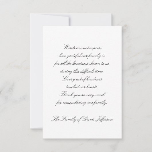 悔やみや弔慰サンキューフラットカード – ガーデニア サンキューカード (裏面)