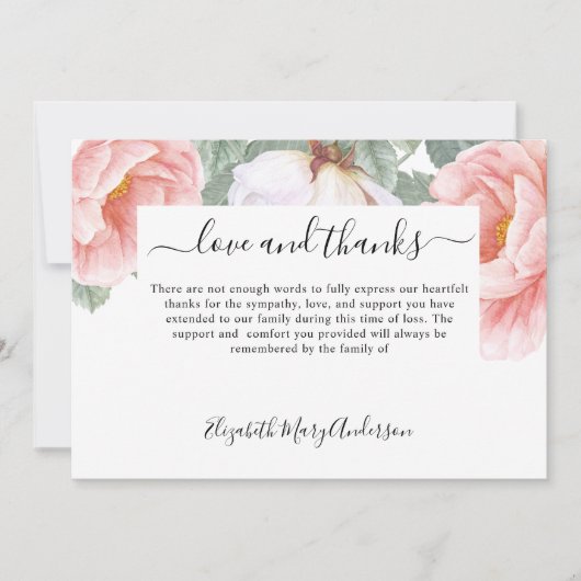 悔やみや弔慰サンキューベリーベリーメントフローラメモリアル サンキューカード (正面)