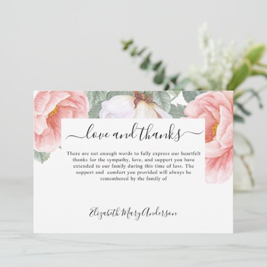 悔やみや弔慰サンキューベリーベリーメントフローラメモリアル サンキューカード (スタンド正面)