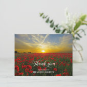 悔やみや弔慰サンキューメモリアルサンセットポピーズフィールド サンキューカード (スタンド正面)
