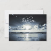 悔やみや弔慰サンキューメモリアルサンセット海ビーチ サンキューカード (正面)