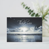 悔やみや弔慰サンキューメモリアルサンセット海ビーチ サンキューカード (スタンド正面)