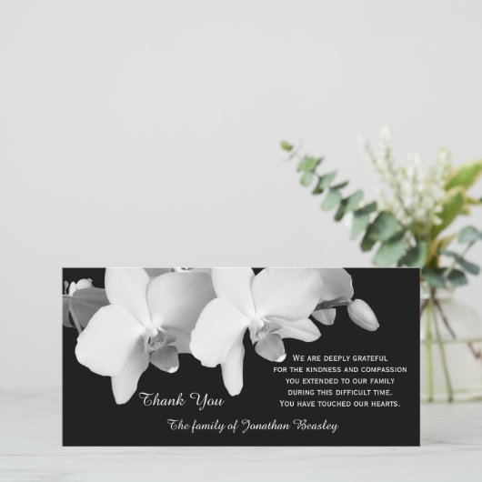 悔やみや弔慰サンキューメモリアルフォトカード – 蘭 サンキューカード (スタンド正面)