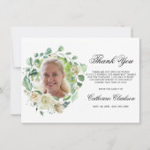 悔やみや弔慰サンキューメモリアルホワイトグリーンリース サンキューカード (正面)