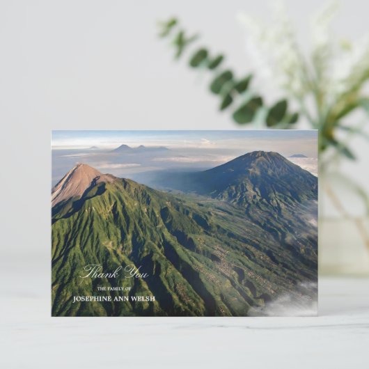 悔やみや弔慰サンキューメモリアルマウンテンフォト サンキューカード (スタンド正面)
