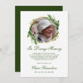 悔やみや弔慰サンキューメモリアル緑の写真 サンキューカード (正面/裏面)