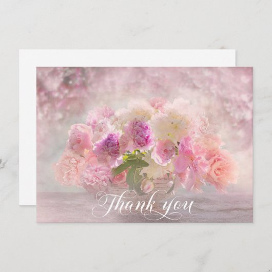 悔やみや弔慰サンキューユーメモリアル牡丹花瓶 サンキューカード (正面/裏面)