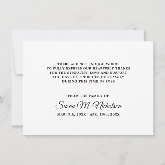 悔やみや弔慰サンキューユーメモリアル牡丹花瓶 サンキューカード (裏面)