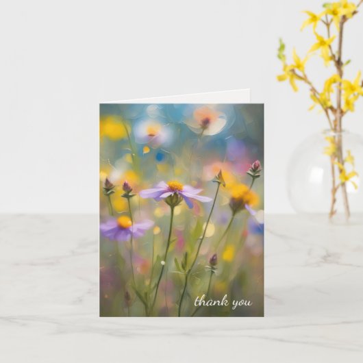 悔やみや弔慰サンキューワイルドフラワーファミリー カード (黄色い花)