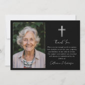 悔やみや弔慰シルバークロスフォト葬儀 サンキューカード (正面)