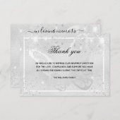 悔やみや弔慰シルバーバタフライ感謝していフォトユー サンキューカード (正面/裏面)