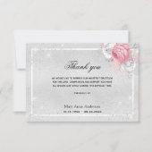 悔やみや弔慰シルバーピンク感謝していフラール サンキューカード (正面)