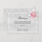 悔やみや弔慰シルバーピンク感謝していフラール サンキューカード (正面/裏面)