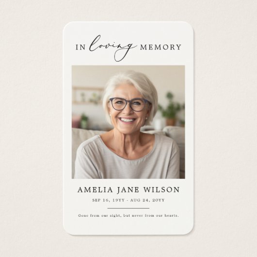 悔やみや弔慰シンプル葬儀記念祈りの言葉フォトカード (正面)