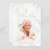 悔やみや弔慰シンプル金ゴールド台本写真葬儀 サンキューカード (正面/裏面)