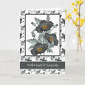 悔やみや弔慰スタイリッシュの黒と金ゴールドのケシで カード (黄色い花)