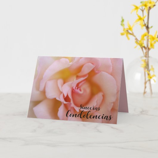 悔やみや弔慰スペインのピンクローズ カード (黄色い花)