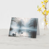 悔やみや弔慰スワンズオンミスティ湖 カード (黄色い花)