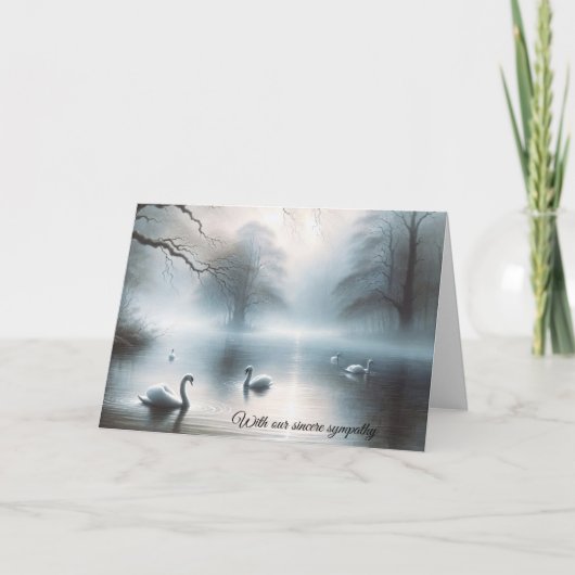 悔やみや弔慰スワンズオンミスティ湖 カード (正面)