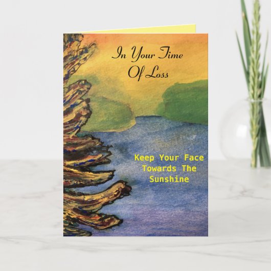 悔やみや弔慰タイムオブロスサンシャインバースレイクサンセット カード (正面)