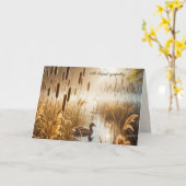 悔やみや弔慰ダックin霧の池 カード (黄色い花)