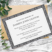 悔やみや弔慰ダマスクシルバー葬式サンキューカード 招待状