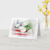 悔やみや弔慰チューリップオンフラッグ退役軍人 カード (黄色い花)