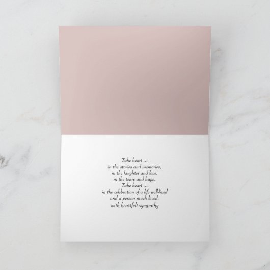 悔やみや弔慰デイジーと雨滴 カード (内部)