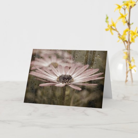 悔やみや弔慰デイジーと雨滴 カード (黄色い花)