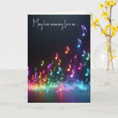 悔やみや弔慰ネオンミュージカルノート カード (黄色い花)