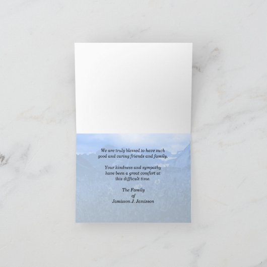 悔やみや弔慰ノートマウンテンワイルドフラワー サンキューカード (内部)