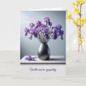 悔やみや弔慰パープルアイリスブーケ カード (黄色い花)