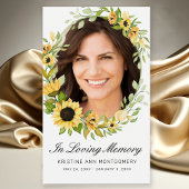 悔やみや弔慰ヒマワリ黒字脚写真詩カード