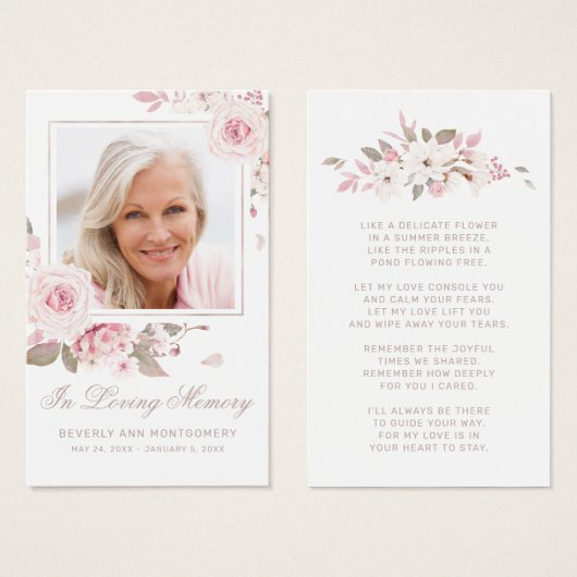 悔やみや弔慰ピエレガントンクローズフローラフォトポエムカード (正面&裏面)