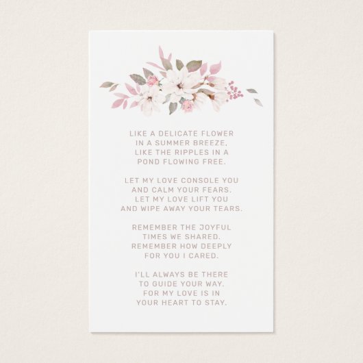 悔やみや弔慰ピエレガントンクローズフローラフォトポエムカード (裏面)