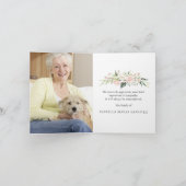 悔やみや弔慰ピンクのフローラ写真葬儀折り畳み サンキューカード (内部)