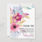 悔やみや弔慰ピンクウォーター色フローラ葬儀 サンキューカード (正面)
