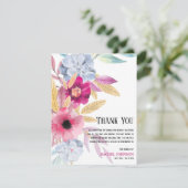 悔やみや弔慰ピンクウォーター色フローラ葬儀 サンキューカード (スタンド正面)