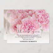 悔やみや弔慰ピンクカーネーションありがとう |写真 サンキューカード (正面/裏面)