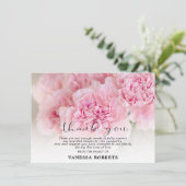 悔やみや弔慰ピンクカーネーションありがとう |写真 サンキューカード (スタンド正面)