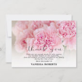 悔やみや弔慰ピンクカーネーションありがとう |写真 サンキューカード (正面)