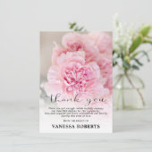 悔やみや弔慰ピンクカーネーションありがとう |写真 サンキューカード (スタンド正面)