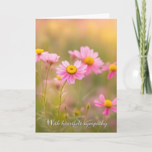 悔やみや弔慰ピンクデイジー カード (正面)