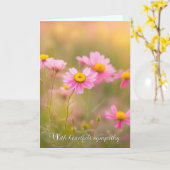 悔やみや弔慰ピンクデイジー カード (黄色い花)