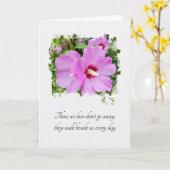 悔やみや弔慰ピンクハイビスカス カード (黄色い花)