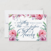 悔やみや弔慰ピンクフローラ写真葬儀サンキューカード 招待状 (正面)