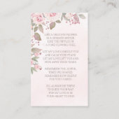 悔やみや弔慰ピンクフローラ写真葬儀記念カード 名刺 (裏面)