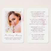 悔やみや弔慰ピンクフローラ写真追悼式カード (正面&裏面)